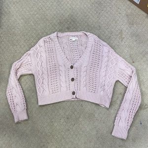 aeropostale size M pink knit sweater v neck button down never worn